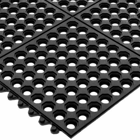 SAN JAMAR KM1140B Connect-A-Mat 3' x 3' Black Grease-Resistant Bagged Floor Mat with Beveled Edge 167KM1140BBK